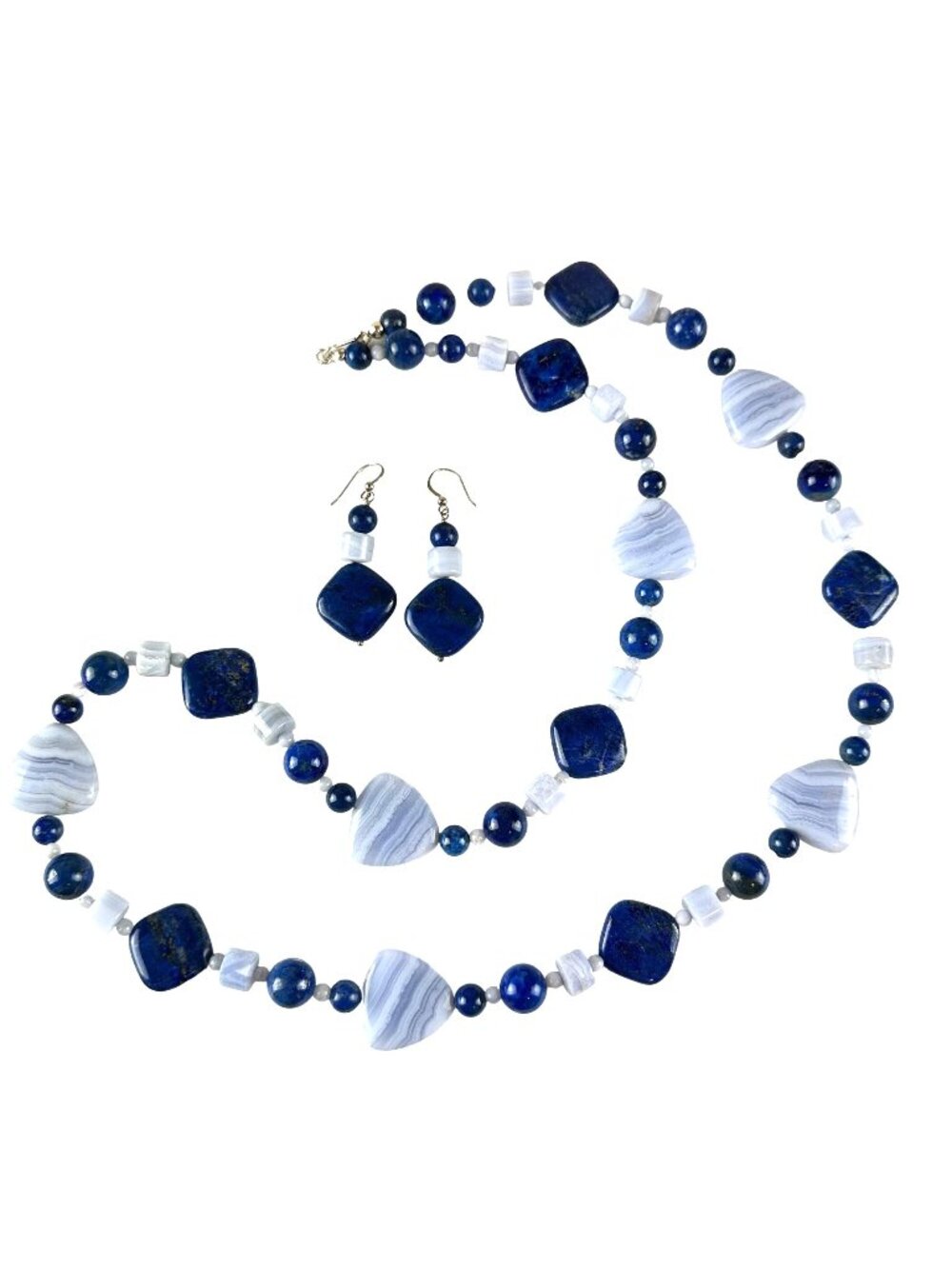 Jay King Lapis Lazuli and Lace Quartz Long Necklace with Earrings Set